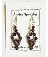 Swarovski Rootbeer Bead Earrings with Metal Elements Arainia Sparkles New - $9.95