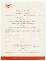 Breakfast at Brennan&#39;s Restaurant Menu Royal Street New Orleans Louisiana 1950&#39;s - £21.90 GBP