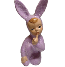 Easter Snow Bunny Child In Sparkling Texture Purple Suit Vintage RH Holland Mold - £24.52 GBP