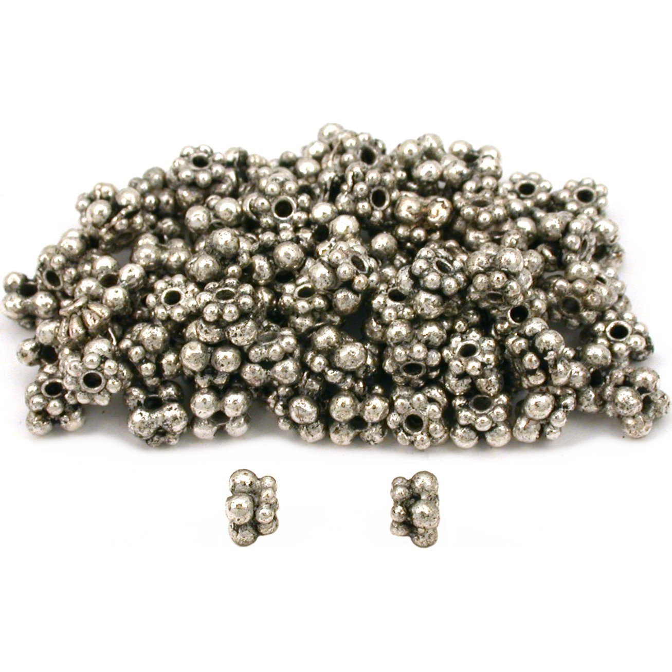 Daisy Spacer Bali Bead Antique Silver Plated Approx 100 - $20.82