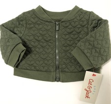 Cat &amp; Jack Baby Girls Olive Green Embroidered Heart Long Sleeve Jacket Size: NB - £10.52 GBP