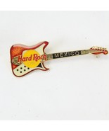 Hard Rock Cafe Pin Guitar Mexico Red Metallic Hat Lapel Pin 2.3&quot; Long - £9.36 GBP