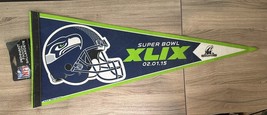 Seattle Seahawks Super Bowl 49 XLIX NFC Champions Felt NFL Pennant Flag Man Cave - £12.04 GBP