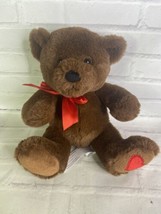 Animal Adventure Teddy Bear Brown Heart on Foot Paw Plush Stuffed Red Bow 2019 - £35.92 GBP