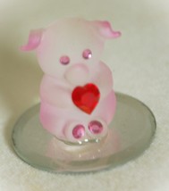 Baron Glass Handcrafted Pink Pig Figurine with Red Swarovski Crystal Heart - $21.77