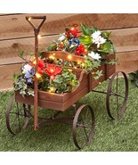 Wagon Garden Flower Planter Moving Wheels Outdoor Yard Country Porch Dec... - £27.13 GBP