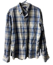 Lands End Mens XLG Blue Plaid Baumwoole Cotton Button Down Shirt Soft Outdoors - £10.23 GBP