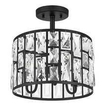 Home Decorators Kristella 12.5 in 3-Light Matte Black Semi Flush Mount Light - £54.94 GBP