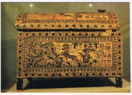 Egypt Postcard Cairo King Tut&#39;s Treasures Magnificent Painted Wooden Chest - £2.36 GBP