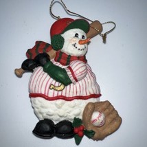 Baseball Player Snowman Ornament - $5.99