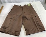 NWT Men&#39;s Regal Wear Brown Canvas Shorts Pleated Cargo Front Size 34 Wid... - $24.75