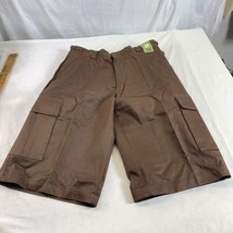 NWT Men&#39;s Regal Wear Brown Canvas Shorts Pleated Cargo Front Size 34 Wide Leg - £19.78 GBP