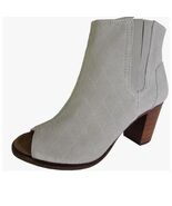 Toms Womens Majorca Peep Toe Boot Shoes, High Rise Grey Suede Quilted, US 5 - $44.55