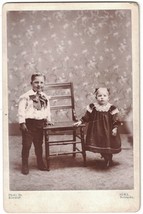 Vintage Cabinet Photo of Young Brother &amp; Sister ~ Turn of Century ~ Alma, Nebr. - £6.89 GBP