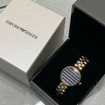 New Eporio Armani  AR11220 Blue Dial Rose Gold Stain Less Steel Band Women Watch - £217.58 GBP