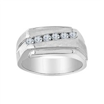 0.50 Ct Round Simulated Diamond Wedding Band Men Ring 18K White Gold Pla... - $130.04