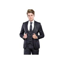 Men 3pc European Vested Suit WESSI by J.VALINTIN Extra Slim Fit JV28 black gray image 2