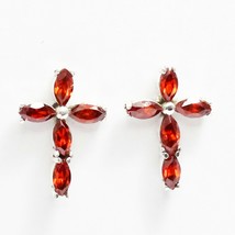 925 Sterling Silver Natural Garnet Earrings Handmade Gemstone Jewelry - £32.31 GBP