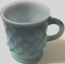 ANCHOR HOCKING Vintage USA Fire King 319 Diamond Blue Kimberly Glass Mug... - $12.75