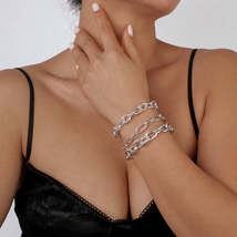 Silver-Plated Cable Chain Bracelet Set - £11.95 GBP