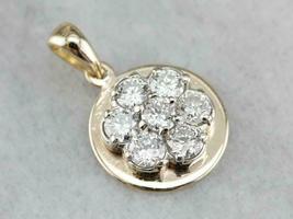 1.20Ct Round Brilliant  Cut Diamond Cluster Flower Pendant 14k Yellow Gold Over - £61.62 GBP