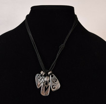 Brighton Brazilian Silver Triple Heart Black Cord Necklace New - $29.70