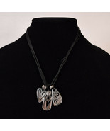 Brighton Brazilian Silver Triple Heart Black Cord Necklace New - £23.22 GBP
