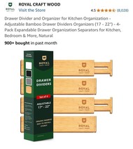 4 Pack Expandable Drawer Organization Separators, 17 to 22 in. Drawer Di... - $34.53