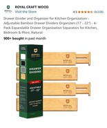 4 Pack Expandable Drawer Organization Separators, 17 to 22 in. Drawer Di... - $635.44 MXN