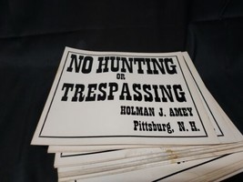 LOT of 10 NO HUNTING TRESPASSING 70s Cardstock SIGN Holman J. Amey PITTS... - $28.04