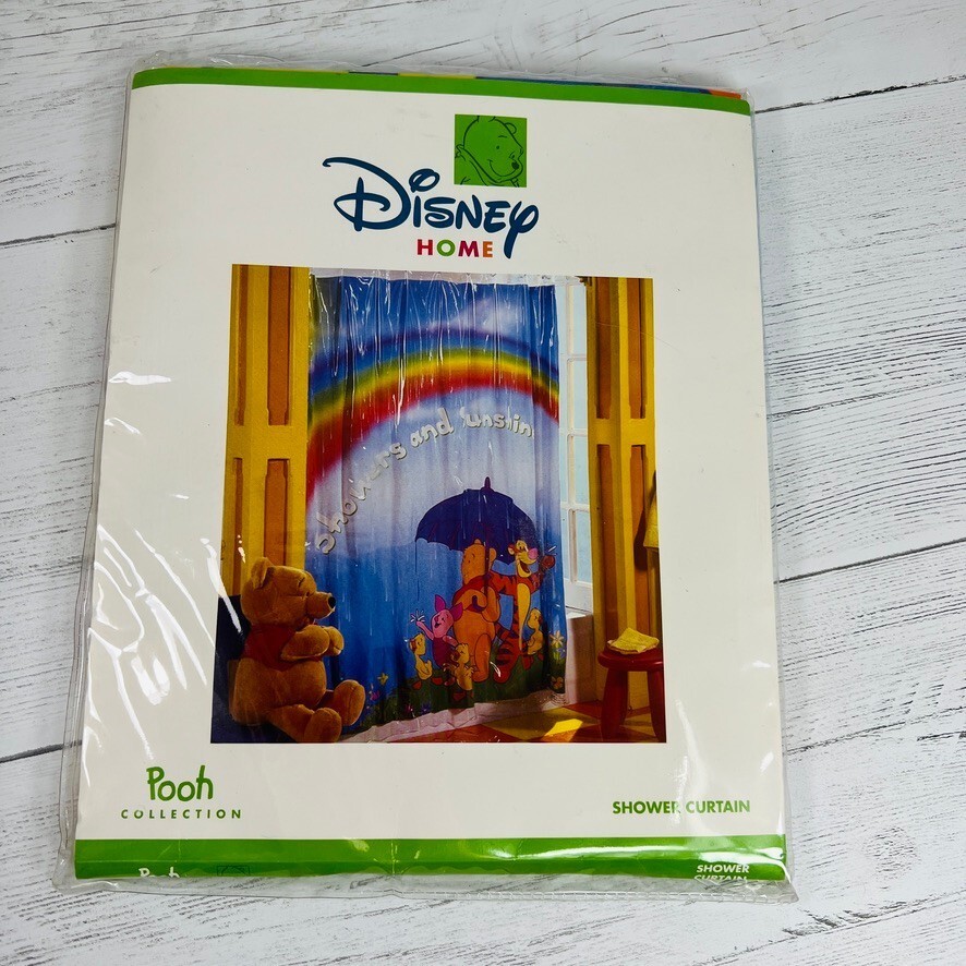 Disney Home Pooh Collection Showers And Sunshine 72x72 Vinyl Shower Curtain NEW Item image 2