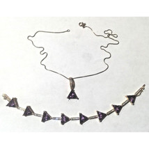 STUNNING STERLING SILVER VERMEIL 18 CT AMETHYST BRACELET &amp; PENDANT GARN SKY - $1,897.39 MXN