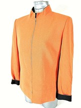 Kasper womens  Sz 10 orange BLACK ACCENTS full zip FULLY LINED jacket (A... - $10.68