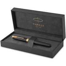 PARKER Sonnet Fountain Pen, Matte Black Lacquer with Gold Trim, Medium N... - $178.83