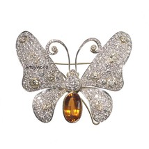 Butterfly Brooch Setting With Zircon And Sapphire Diamond, Party Wear Brooch - £260.88 GBP