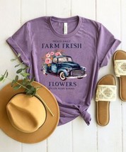 Simply Sage Market Purple Multicolor &#39;Farm Fresh Flowers&#39; Truck Crewneck Tee- S - £9.87 GBP