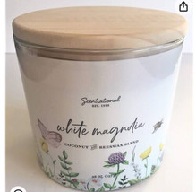 Scentsational White Magnolia Candle Large Glass Jar 26oz Coconut Beeswax Garden - £27.96 GBP
