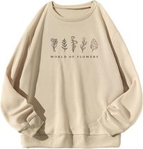 WDIRARA Women&#39;s Floral Graphic Print Round Neck Long Sleeve Sweatshirt -... - £13.90 GBP