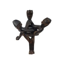 VTG African Wood Hand Carved 3-Man Unity Sculpture Interlock Tribal Art ... - $1,000.30 MXN