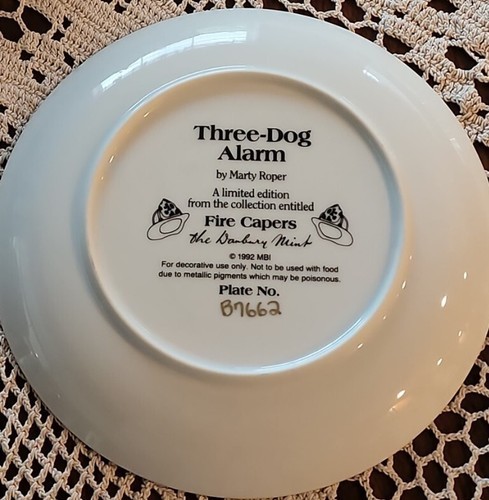 Danbury Mint ~ Three Dog Alarm ~ Marty Roper Dalmatian Plate B7662 ~ Fire Capers Item image 2