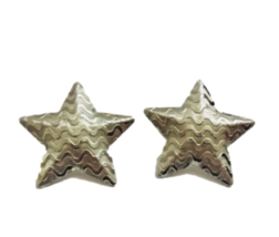 Vintage Woman&#39;s Silver Tone Star Pierced Earrings - £7.91 GBP