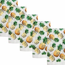 5Pc Same Printed Terry Kitchen Towels Set 15&quot;X25&quot; Tropical Fruits Pineapples Kc  - £28.76 GBP