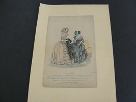 Antique- 1841- La Mode-French Fashion Paris- Hand Colored Lithograph Art Print. - £39.73 GBP