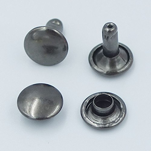 Bluemoona 200 Sets - Double Round Cap 8mm 5/16" Rivet Stud Leather (Gun Black)