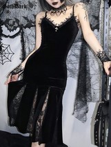 Dark Lace Patchwork Gothic Elegant Mermaid Dress - £47.25 GBP
