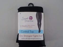 Secret Treasures 2 Pair Super Opaque Control Top Tights Size Small Black Nip - £6.09 GBP