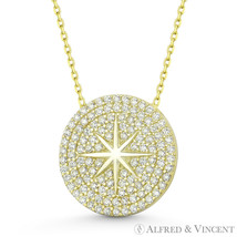 Northstar North Star &amp; Circle CZ Crystal .925 Sterling Silver Pendant &amp; Necklace - £23.04 GBP