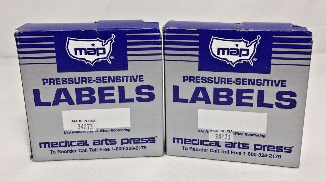 2 Medical Arts Press Color Coded Pressure Sensitive Labels Orange w/ bla... - $7.66