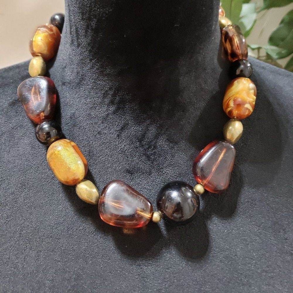 New York Womens Fashion Chunky Baltic Amber Beaded Necklace with Lobster Clasp - $29.70