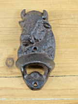 Wall Mounted Bottle Opener Buffalo Beer Soda Bar Home Man Cave Bison Cast Iron ! - $14.49